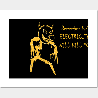 Potato Drawing electricity will kill you Posters and Art